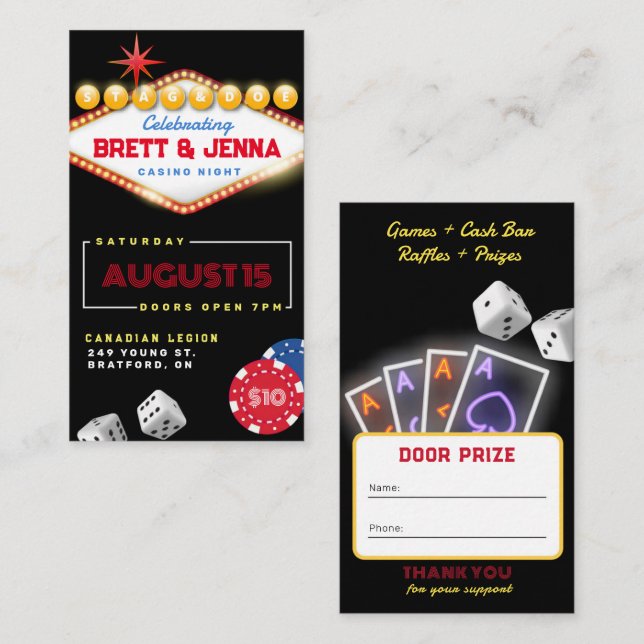 Vegas Casino Night Stag & Dos Party Tickets (Vorne/Hinten)