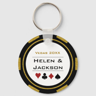 Vegas Casino Poker Chip Navy Blaue Hochzeit Schlüsselanhänger