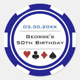 Vegas Casino Poker Chip Navy Blue Runder Aufkleber