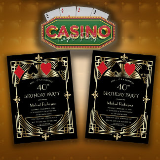 Vegas Casino Royale Great Gatsby 40. Geburtstag Einladung