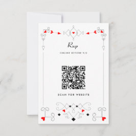 Vegas Cupid's Hearts and Diamonds Wedding QR Code RSVP Karte