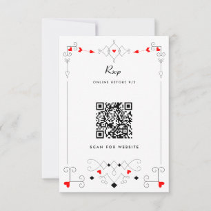 Vegas Cupid's Hearts and Diamonds Wedding QR Code RSVP Karte