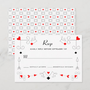 Vegas Cupid's Hearts and Diamonds Wedding RSVP Car Karte