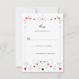 Vegas Cupid's Hearts and Diamonds Wedding RSVP Karte