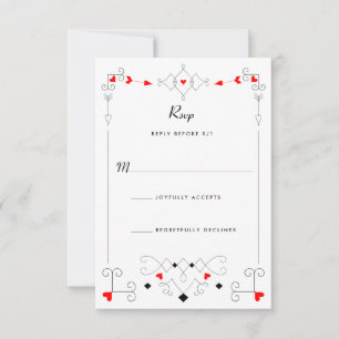 Vegas Cupid's Hearts and Diamonds Wedding RSVP Karte