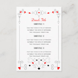 Vegas Cupid's Hearts Diamonds Wedding Details Begleitkarte