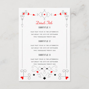 Vegas Cupid's Hearts Diamonds Wedding Details Begleitkarte