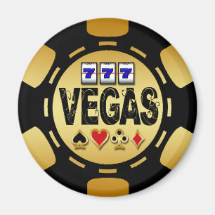 VEGAS GOLD UND SCHWARZ POKER CHIP MAGNET