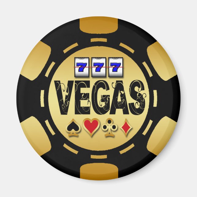 VEGAS GOLD UND SCHWARZ POKER CHIP MAGNET (Vorne)