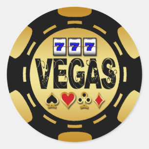 VEGAS GOLD UND SCHWARZ POKER CHIP RUNDER AUFKLEBER