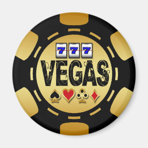 VEGAS-GOLD UND SCHWARZER POKER-CHIP MAGNET