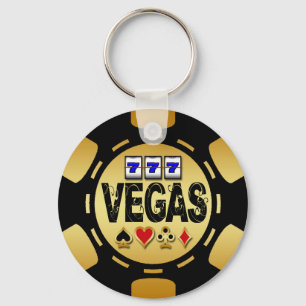 VEGAS-GOLD UND SCHWARZER POKER-CHIP SCHLÜSSELANHÄNGER