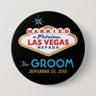 Vegas-Hochzeit in Urlaubsort DER BRÄUTIGAM-Knopf Button