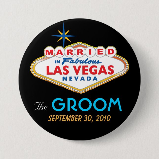 Vegas Hochzeit in Urlaubsort DER GRUPPENZEICHEN Button (Vorderseite)