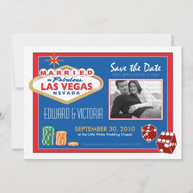 Vegas-Hochzeit in Urlaubsort Save the Date Einladu (Vorderseite)