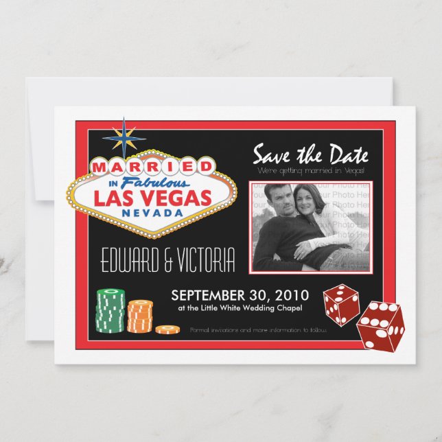 Vegas-Hochzeit in Urlaubsort Save the Date Einladu (Vorderseite)