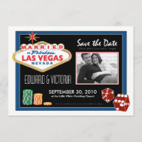Vegas-Hochzeit in Urlaubsort Save the Date Einladu