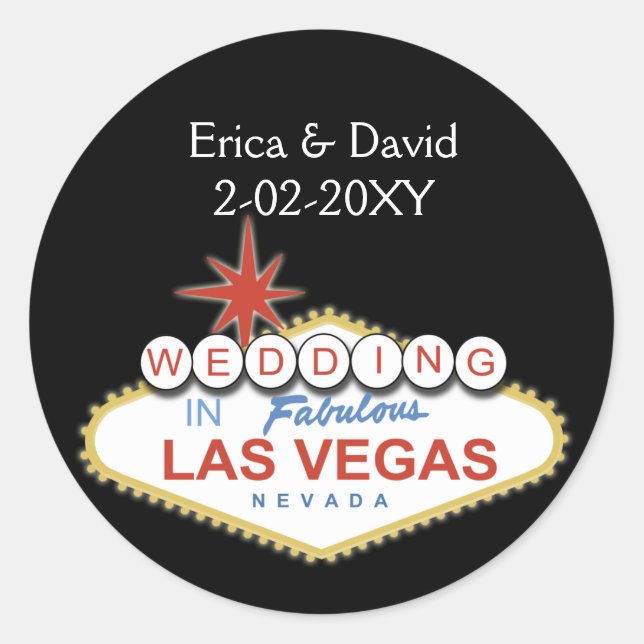 Vegas-Hochzeits-Umschlag Aufkleber (Vorderseite)