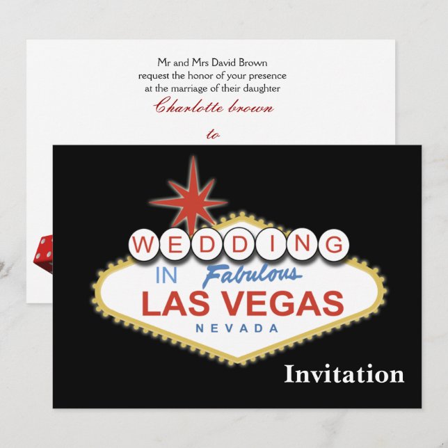 Vegas-Hochzeitseinladung Einladung (Vorne/Hinten)