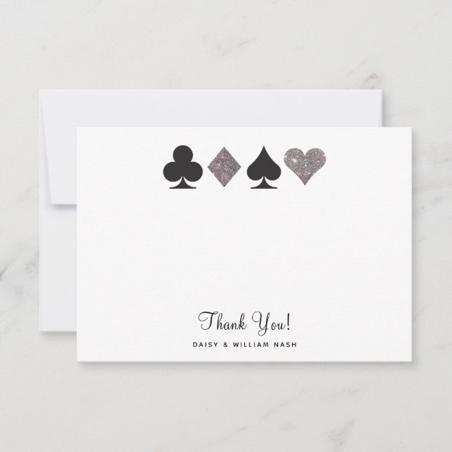 Vegas Imitate Silver Glitzer Flat Danke Karte (Vorderseite)