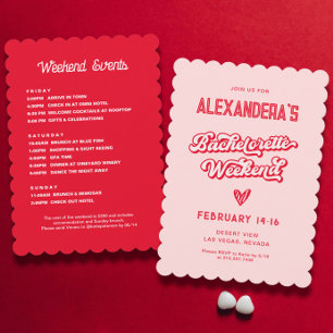 Vegas Junggeselinnen-Abschied Rot und Rosa Einladung