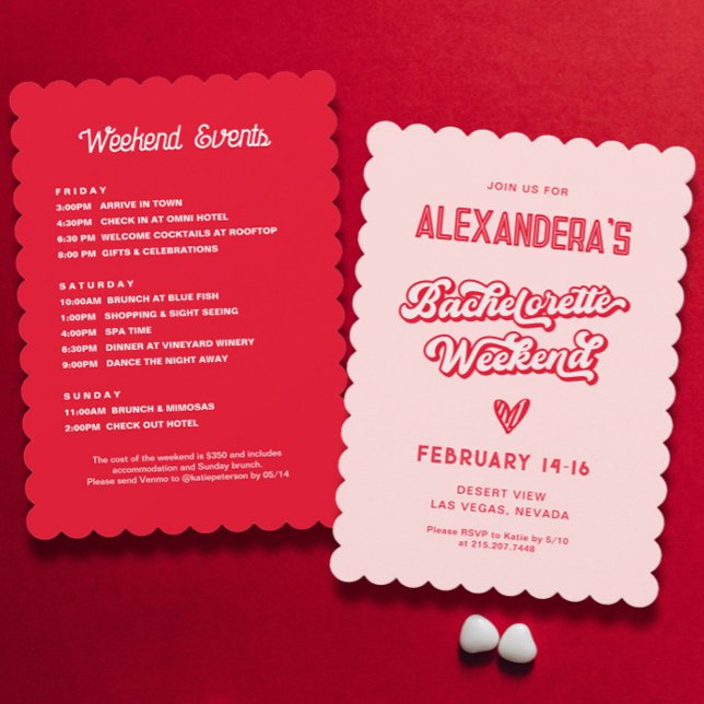 Vegas Junggeselinnen-Abschied Rot und Rosa Einladung (Von Creator hochgeladen)