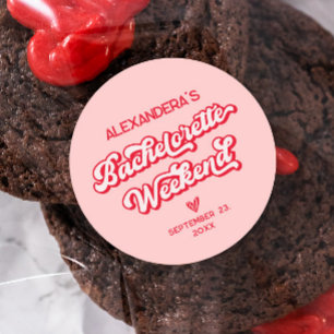 Vegas Junggeselinnen-Abschied Rot und Rosa Runder Aufkleber