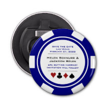 Vegas Navy White Poker Chip Save the Date