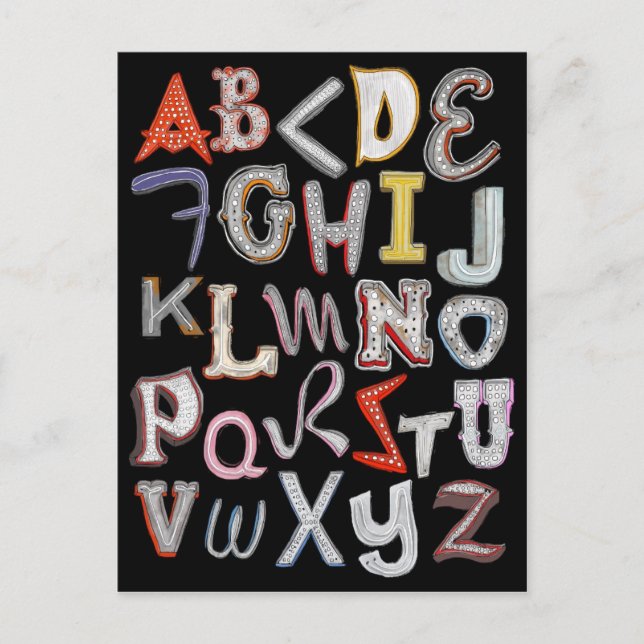 Vegas Neon A to Z Postcard - at Night Postkarte (Vorderseite)