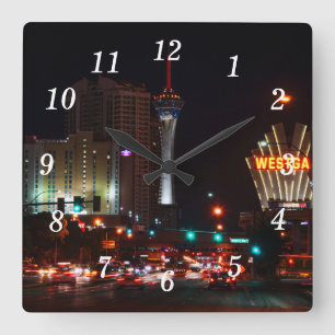 Vegas Paradise Road Wall Clock Quadratische Wanduhr