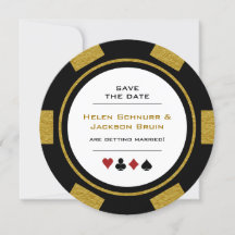 Vegas Poker Chip Black Gold Hochzeit speichern das