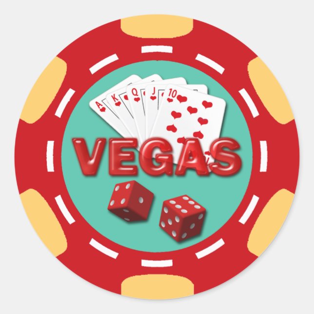 VEGAS POKER CHIP RUNDER AUFKLEBER (Vorderseite)