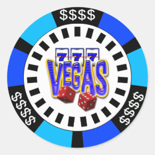 VEGAS POKER CHIP RUNDER AUFKLEBER