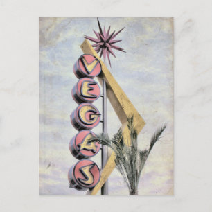 Vegas Retro Nevada Las Vegas Zeichen Postkarte