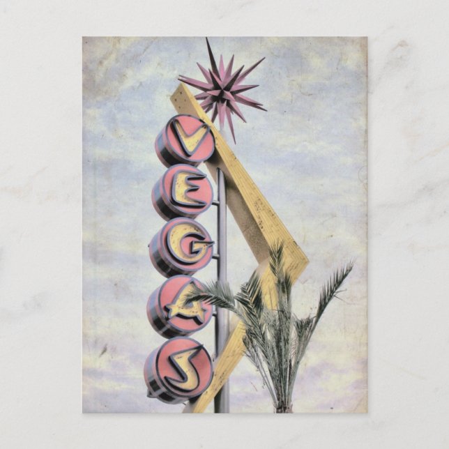 Vegas Retro Nevada Las Vegas Zeichen Postkarte (Vorderseite)