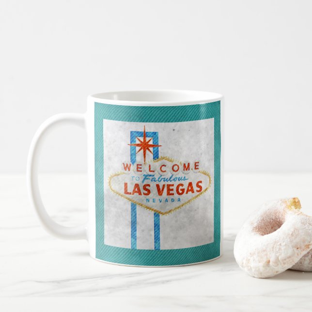 Vegas-Schildgrunge Kaffeetasse (Mit Donut)