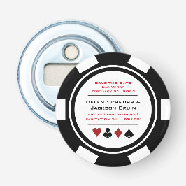 Vegas Schwarz-weiß Casino Poker Chip Save the Date Flaschenöffner