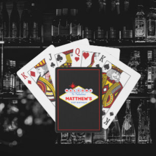 Vegas Sign Casino Nacht Personalisiert  Spielkarten