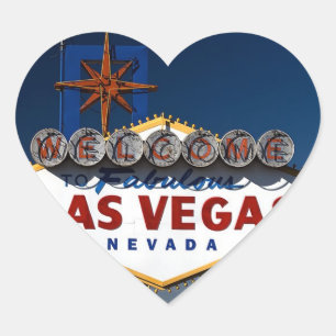Vegas Sign Dusk Wedding Hearts Herz-Aufkleber