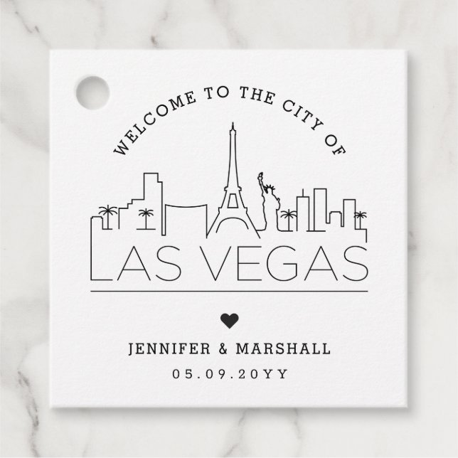 Vegas Skyline | Hochzeit Begrüßung Geschenkanhänger (Vorderseite)