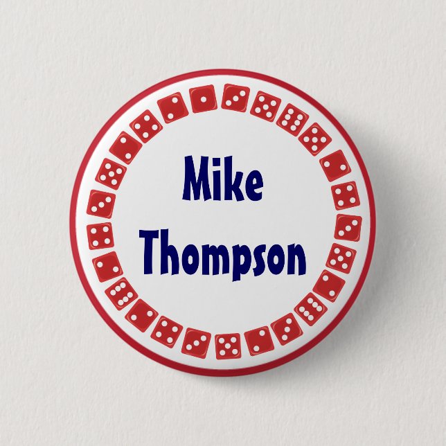 Vegas-Spiel-Nachtwürfel-Namensschild Button (Vorderseite)
