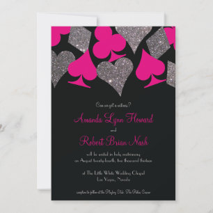 Vegas Wedding Black Hot Pink Silver Imitats Glitze Einladung