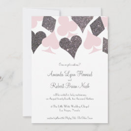 Vegas Wedding Blush Pink und Silver Imitats Glitze Einladung