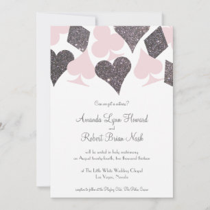 Vegas Wedding Blush Pink und Silver Imitats Glitze Einladung