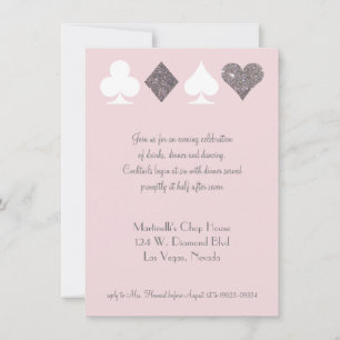 Vegas Wedding Celebration Pink Silver Imitats Glit Einladung