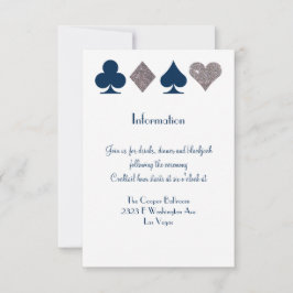 Vegas Wedding Navy Blue Silver Extra Info Card Einladung