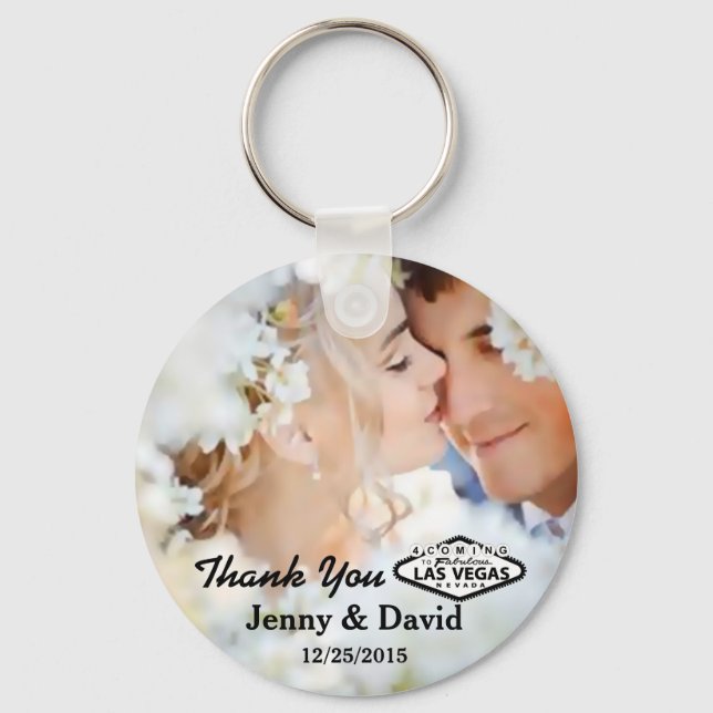 Vegas Wedding Personalisiert Key Ring Gastgeschenk Schlüsselanhänger (Vorderseite)