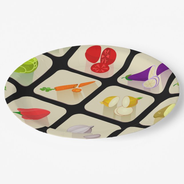 Vege Party Design Custom Paper Tellers 7" Pappteller (Schrägansicht)