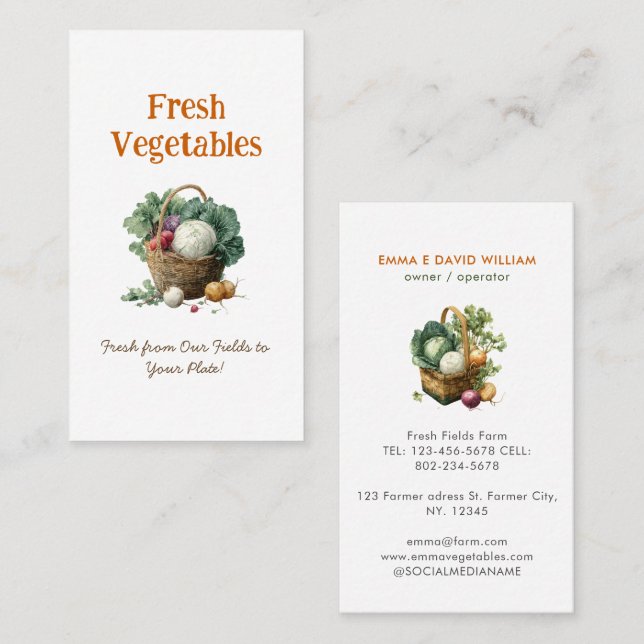 Vegetable Farm Market Agriculture Business Card Visitenkarte (Vorne/Hinten)