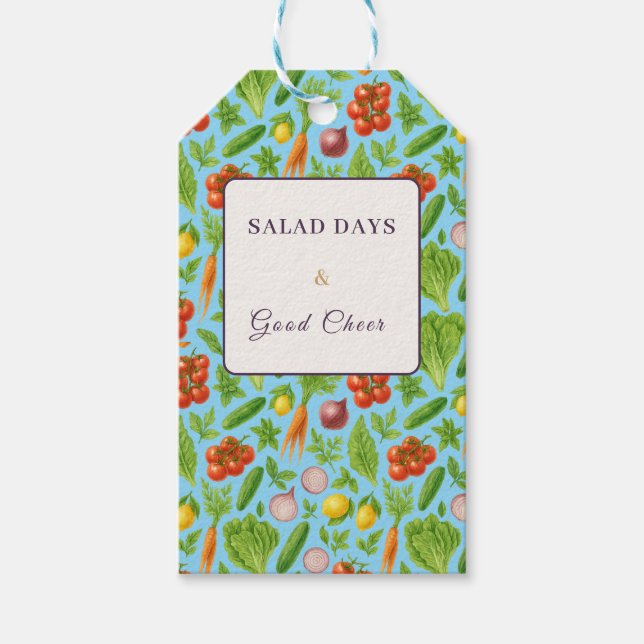 Vegetable Garden Gift Bag — Soft Teal Blue Geschenkanhänger (Vorderseite)